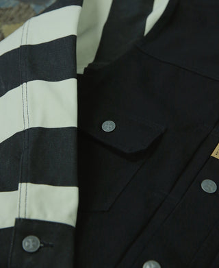 모터사이클 스타일 흑백 스트라이프 타입 2 재킷