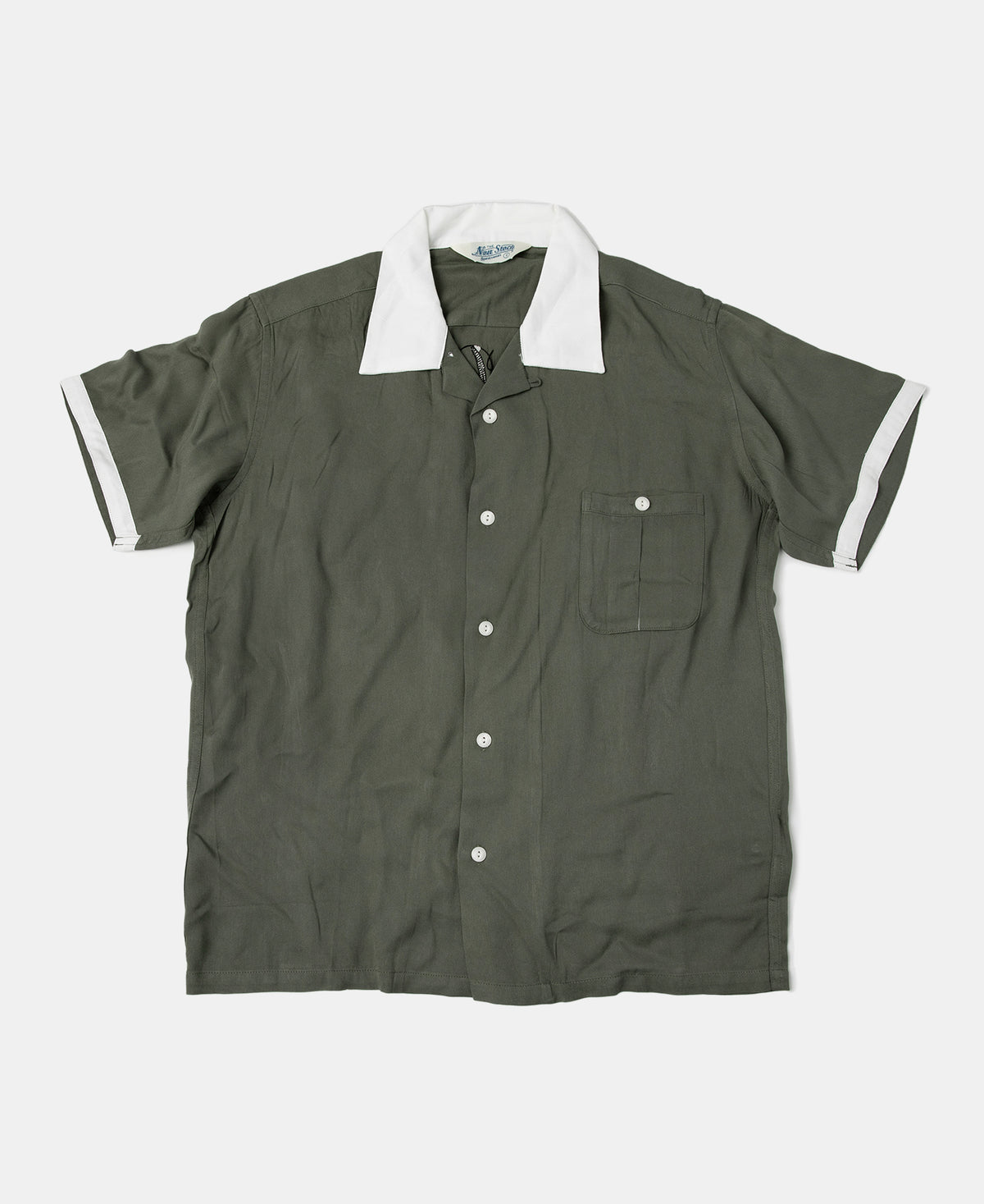 Loose Embroidery Bowling Shirt - Green
