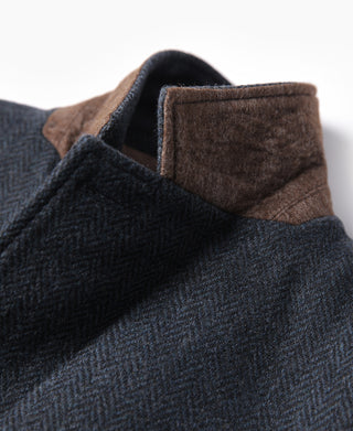 Blue-Gray Herringbone Tweed Suit Jacket