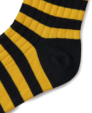 Retro Striped Cotton Socks - Black/Yellow