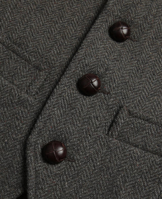 Grayish-Green Herringbone Tweed Vest