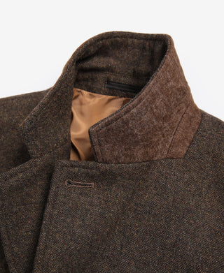 하프 노퍽 브라운 트위드 재킷