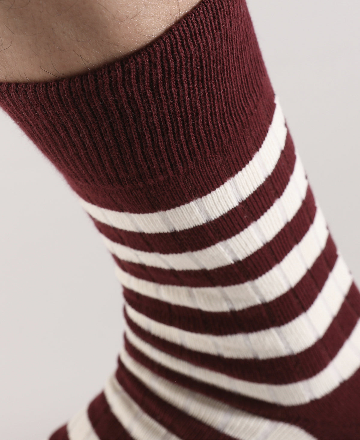 Retro Striped Cotton Socks - Red/White