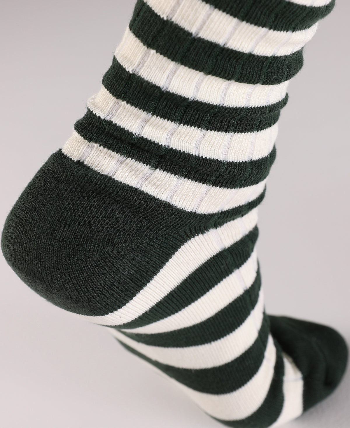 Retro Striped Cotton Socks - Green/White