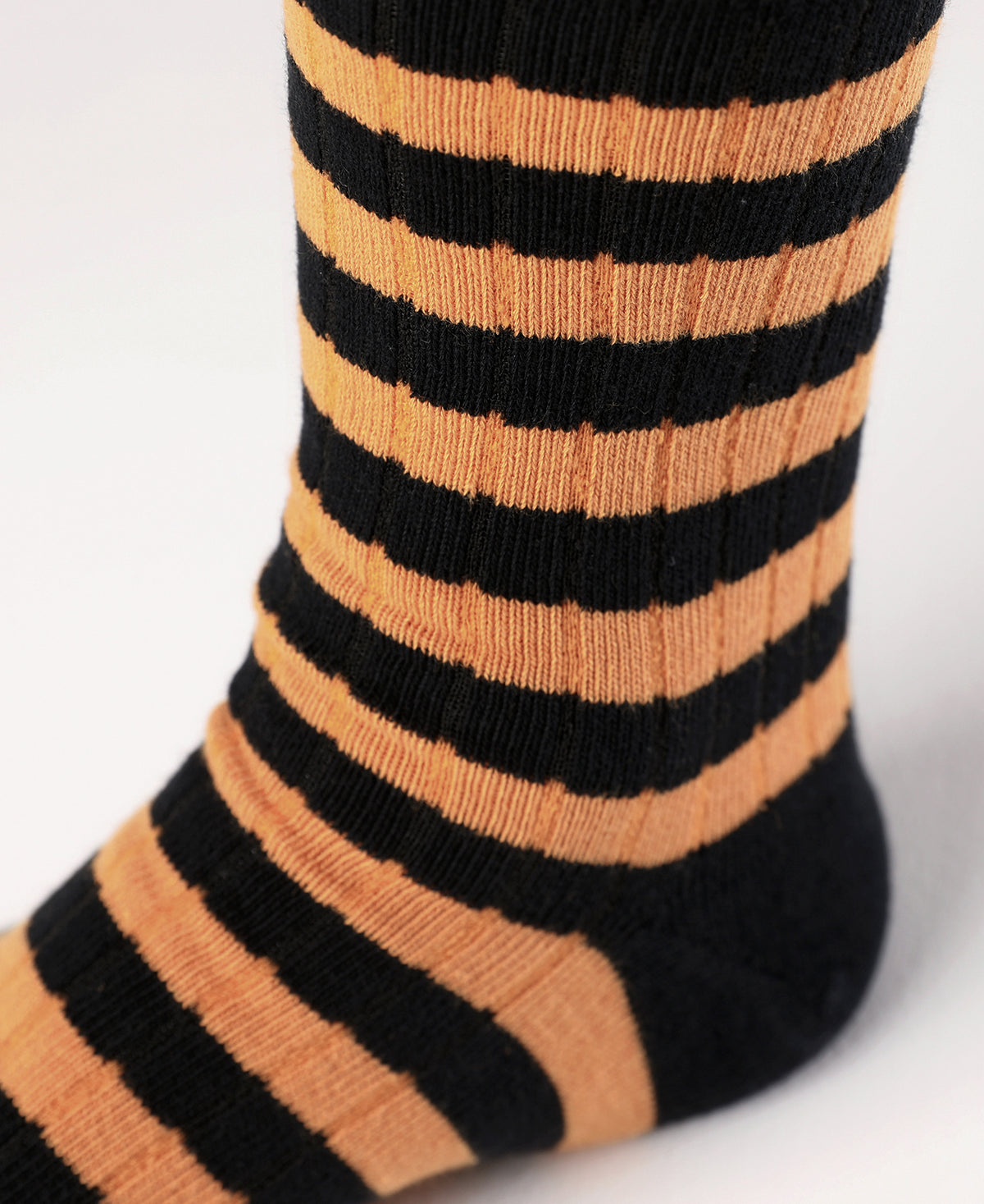 Retro Striped Cotton Socks - Black/Orange