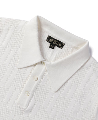 Retro Knitted Jacquard Polo Shirt - White