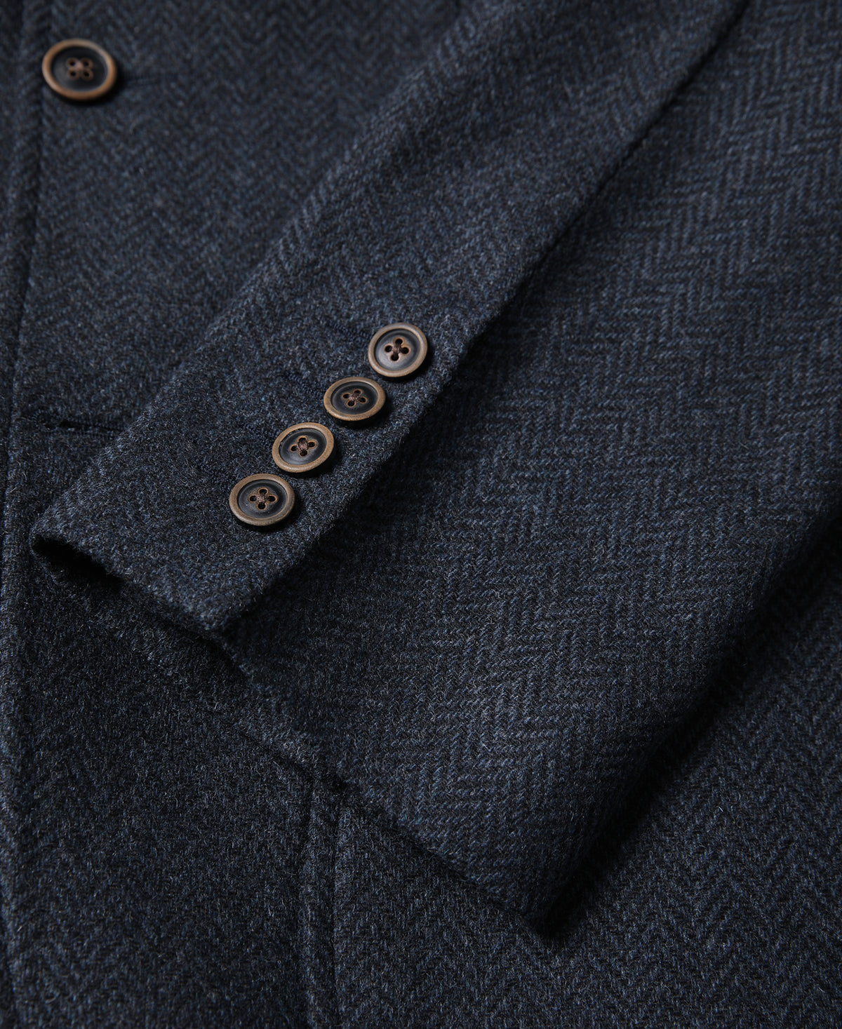 Blue-Grey Herringbone Tweed Suit Jacket