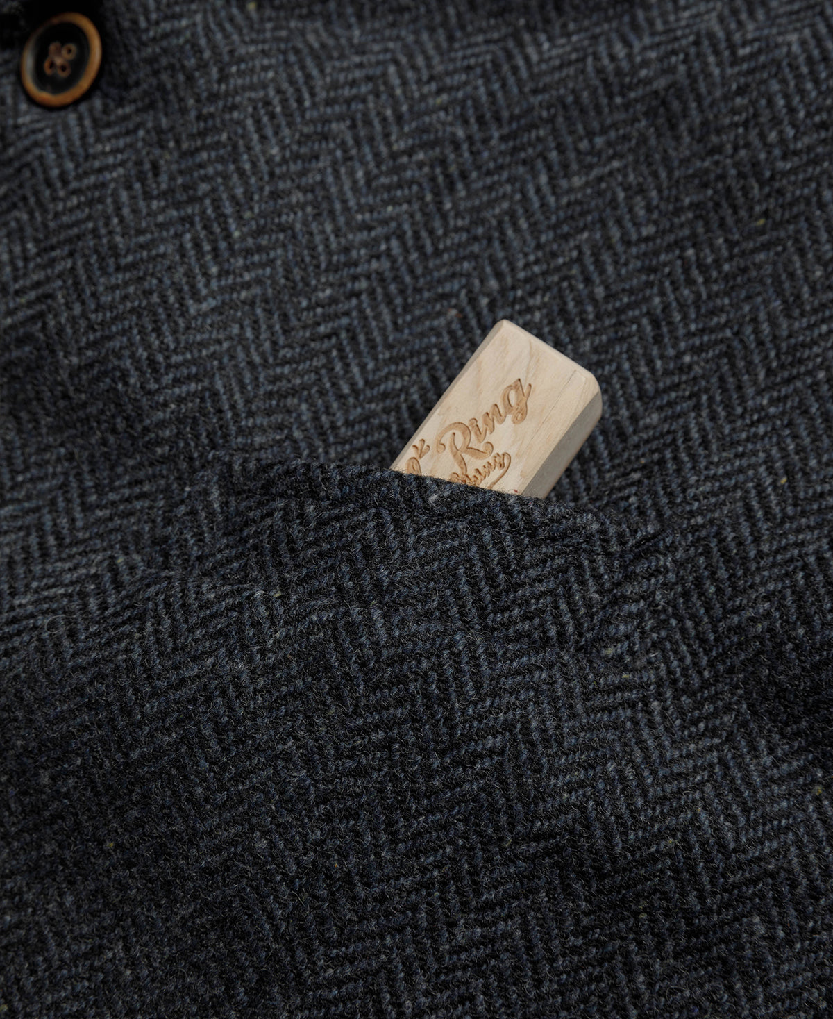 Navy Herringbone Tweed Lapel Vest