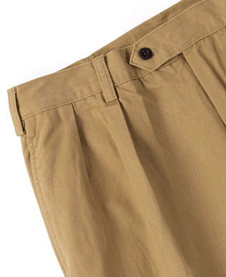 1930s IVY Style Double Pleated Chino Trousers - Yellow