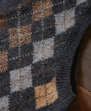 Pulloverweste aus Shetlandwolle mit Argyle-Muster